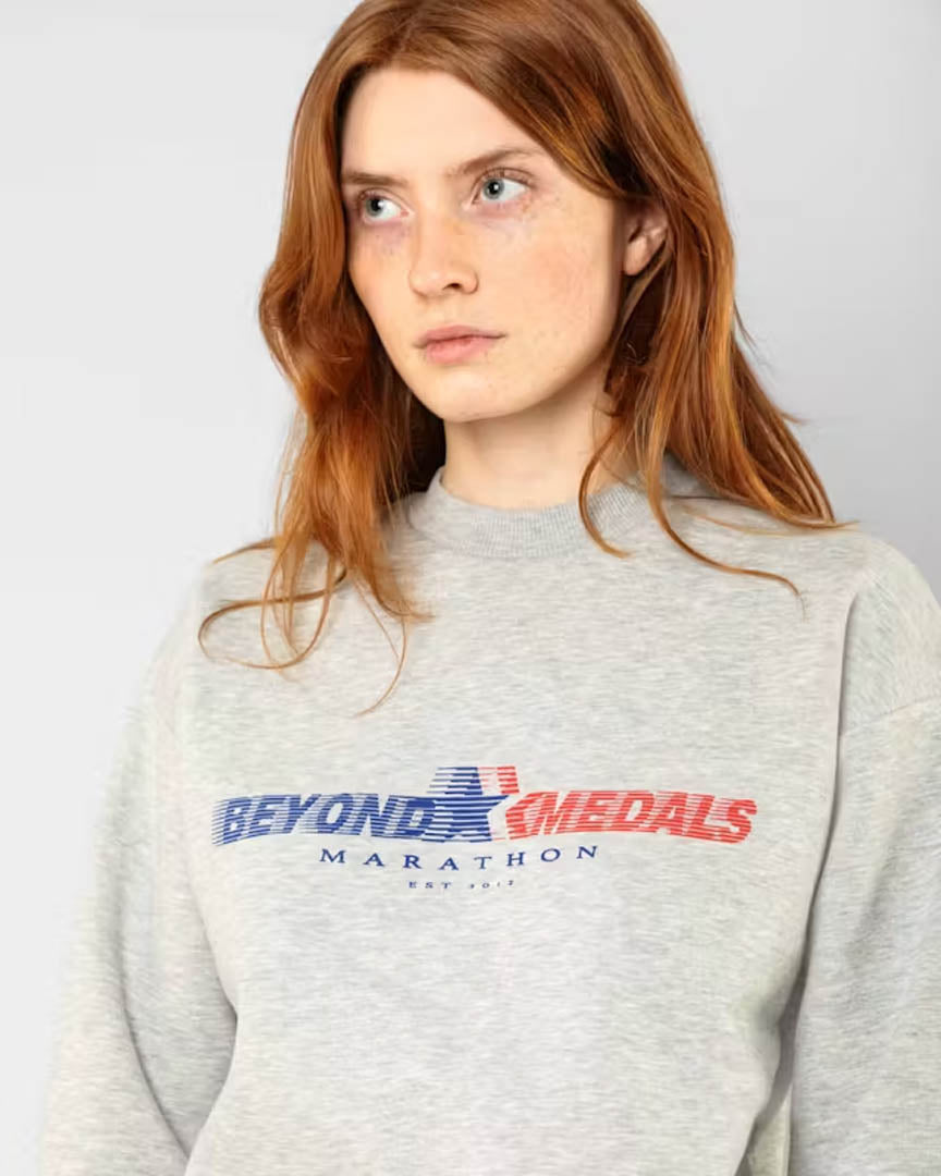 Beyond Medals Crewneck Marathon Sweatshirt Grey Boutique Adrenaline