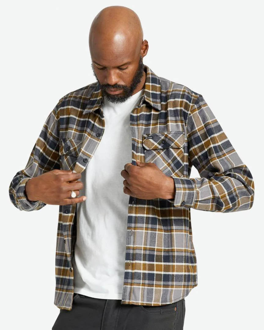 Brixton Black/Dessert Palm/Beige Bowery L/S Flannel Shirt