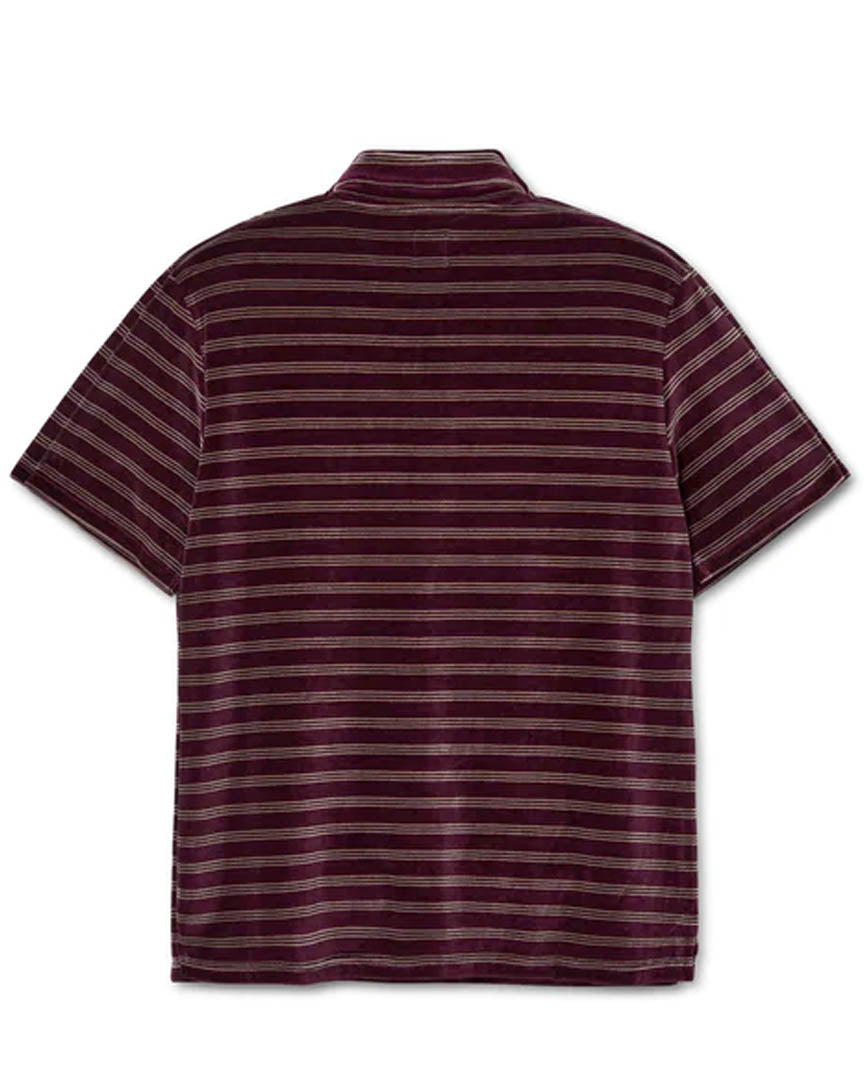 Velour Polo Shirt Short Sleeve Polo Shirt - Wine