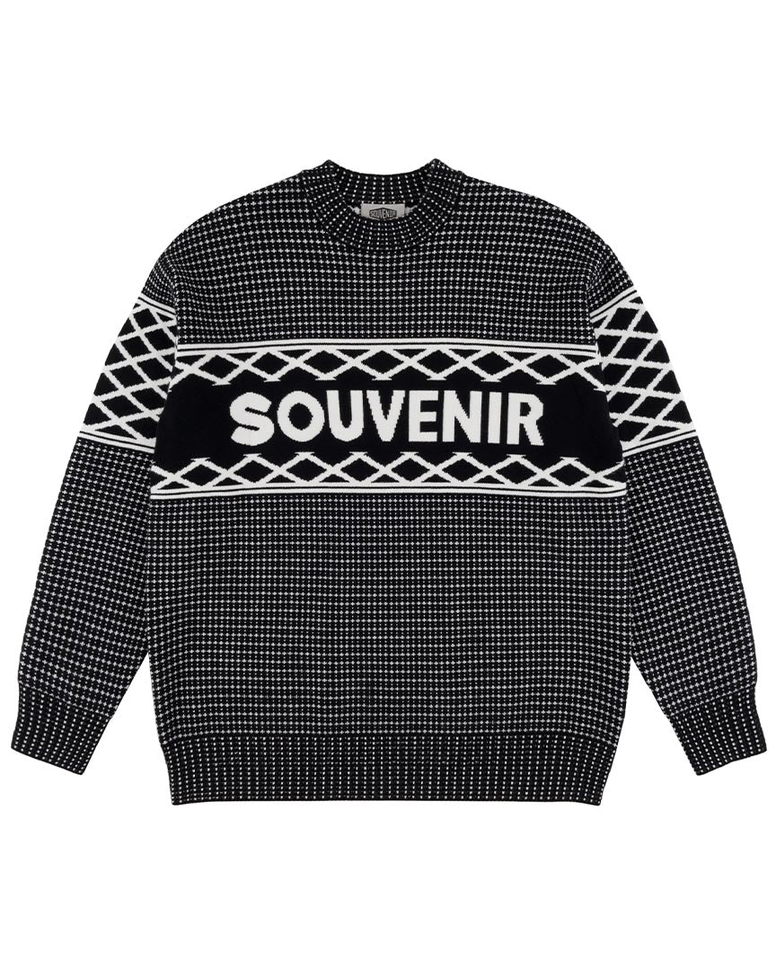 Jacquard Sweater Sweatshirt - Black