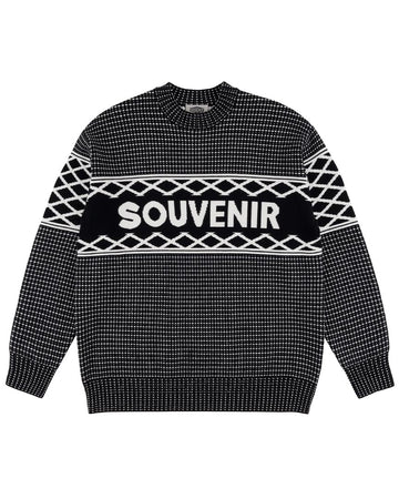 Cotton ouaté Jacquard Sweater - Black