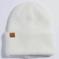 Beanie Pearl Fuzzy Knit - Off White