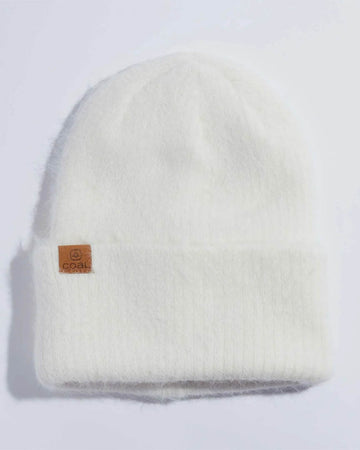 Pearl Fuzzy Knit Beanie - Off White