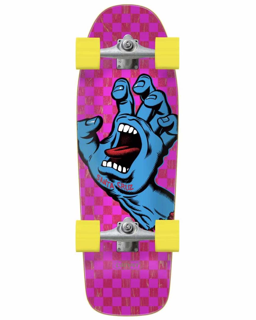 Carver Screaming Hand Check Complete Cruiser Skateboard - Pink