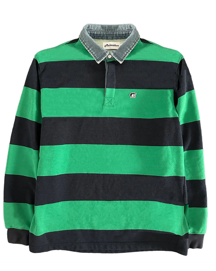 Polo manche longue Big Brother Rugby - Green Navy