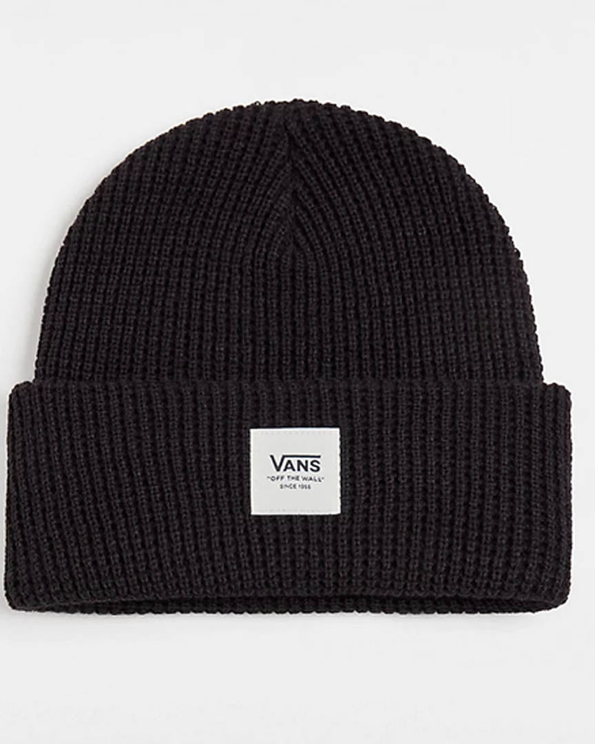 Waffle Cuff Beanie - Black