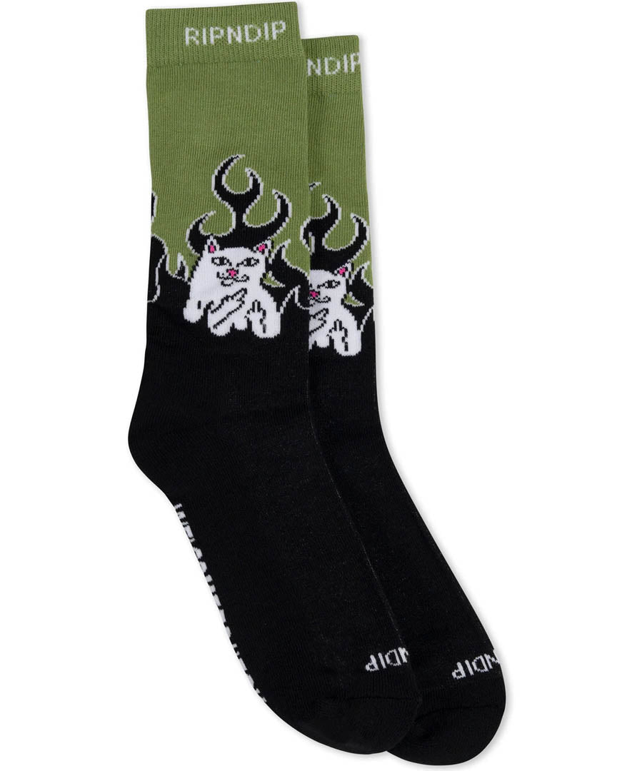 High Socks Welcome To Heck Socks - Black/Light Forest