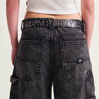 Short Drill Chore Loose Denim - Stonewash Black