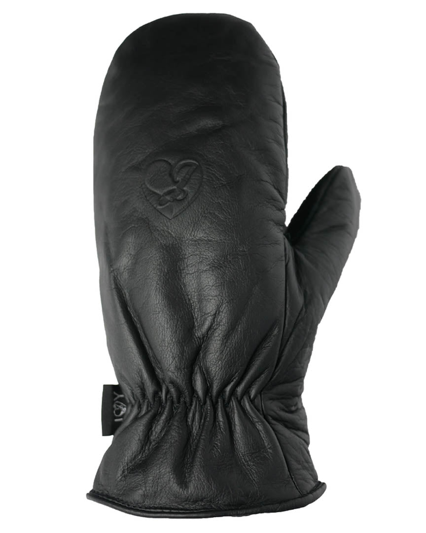 Terry Leather Mitts - Black