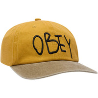 Obey Jot 6 Panel Velcro Hat - Pigment Mustard