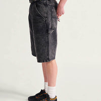 Drill Chore Loose Denim Shorts - Stonewash Black