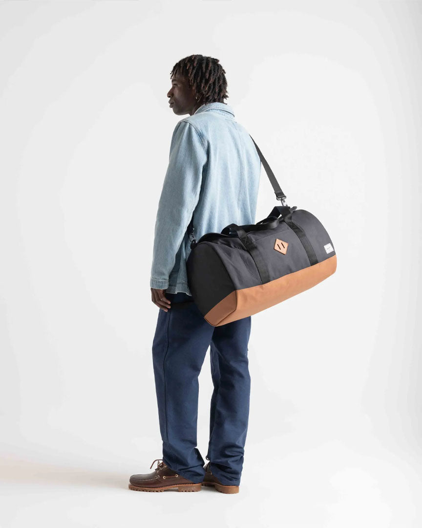 Heritage Duffle Travel Bag - Black/Saddle Brown