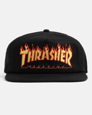 Embroidered Flame Logo Hat - Black